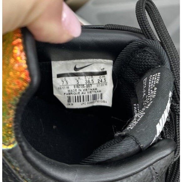 Nike Women Sz 7.5 AIR FORCE 1 ‘07 PRM’ BLACK PURE PLATINUM Leather Sneakers Shoe - Picture 8 of 10